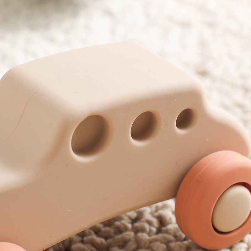 Coche de juguete de silicona para bebé Montessori, cosas para bebé, mordedor de silicona para bebé, coche de juguete de 0 a 12 meses, juguete educativo para recién nacido, bloques de silicona
