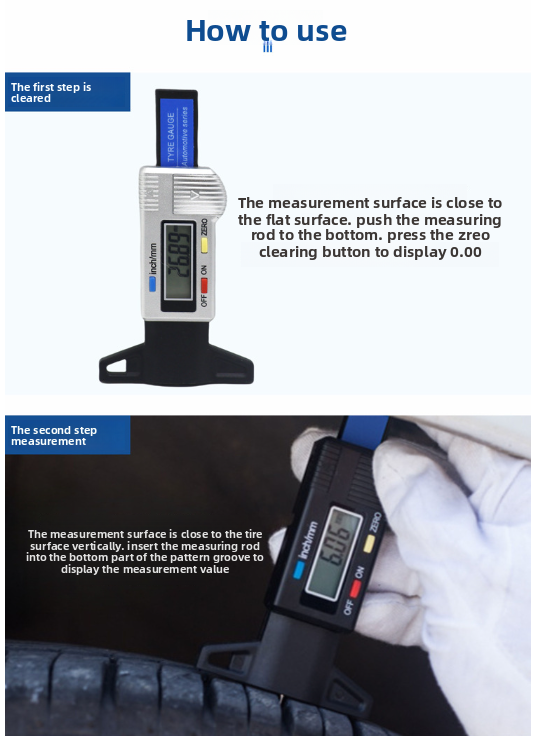 Digital Tire Tread Depth Gauge 0-25mm LCD Car Auto Tyre Wear Detection Measuring Tool High Precision Monitoring Meter