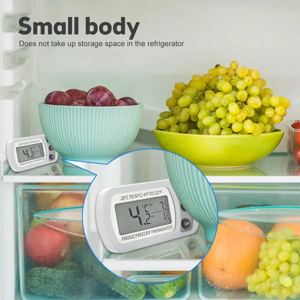 Termômetro de geladeira com gancho anti-umidade geladeira freezer elétrico display lcd termômetro digital monitor de temperatura
