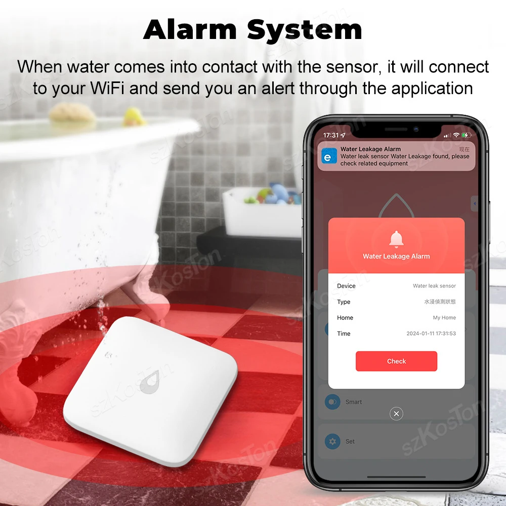 EWelink APP Zigbee 3.0 Immersion Sensor Smart Water Leak Alarm Detector Remote Monitoring Flood Sensor for Home Assistant Alice