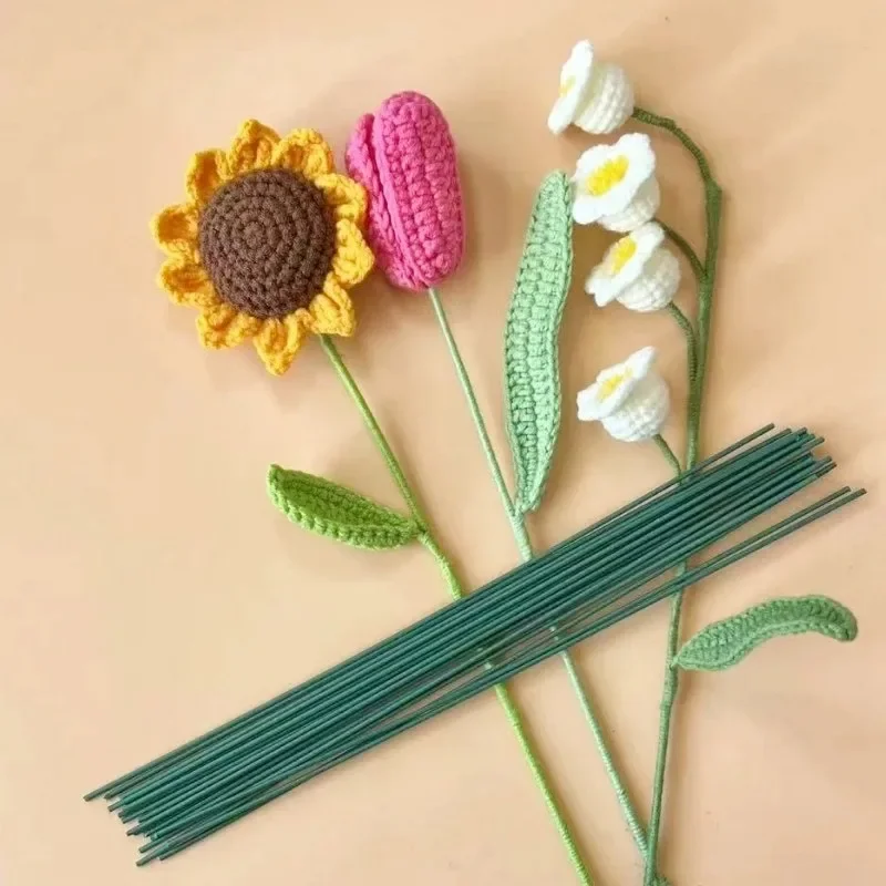 Bastoncini per steli di fiori verdi da 30/40 cm Accessori per steli di filo fatti a mano in materiale floreale fai-da-te