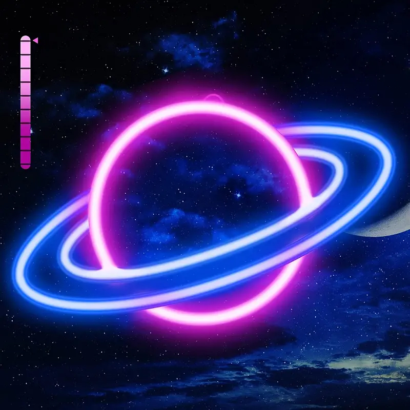 Letrero de neón Planet, letreros de luces de neón LED de brillo de 10 niveles para decoración de pared, luces de neón alimentadas por USB para dormitorio