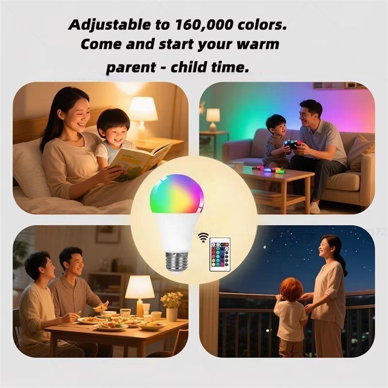 16 Colors RGB Bulb LED Multicolor Bulb E27 Base 220V Household Lighting Dimmable 24 Key Remote Control Atmosphere Neon Light 1pc