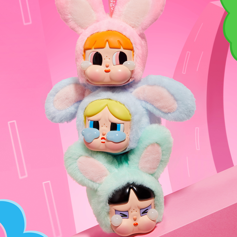 POP MART CRYBABY x パワーパフガールズシリーズ - ビニールフェイスぬいぐるみブラインドボックス 1PC/6PCS ミステリーボックス
