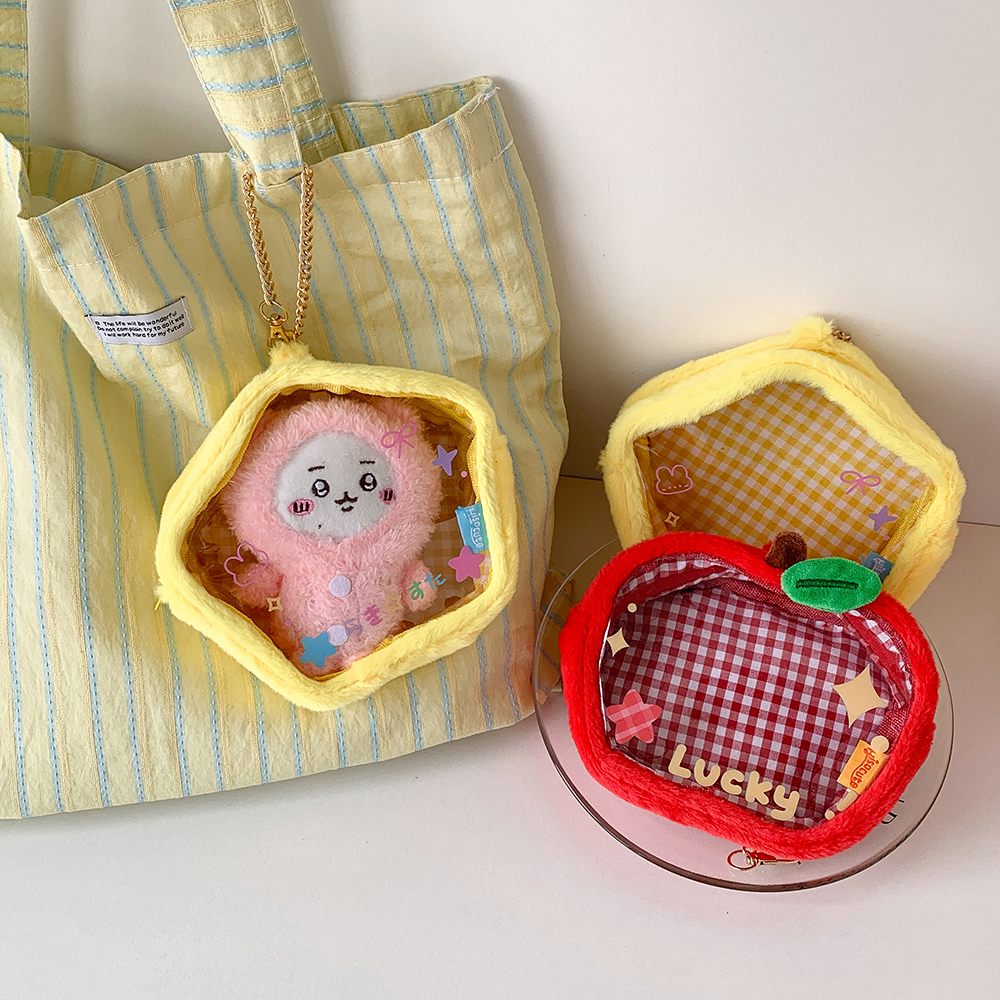 INS Koreanische Rote Apfel Tasche Anhänger Zubehör Nette Mode Transparent PVC Puppe Lagerung Tasche Student Rucksack Anhänger Mädchen Geschenke