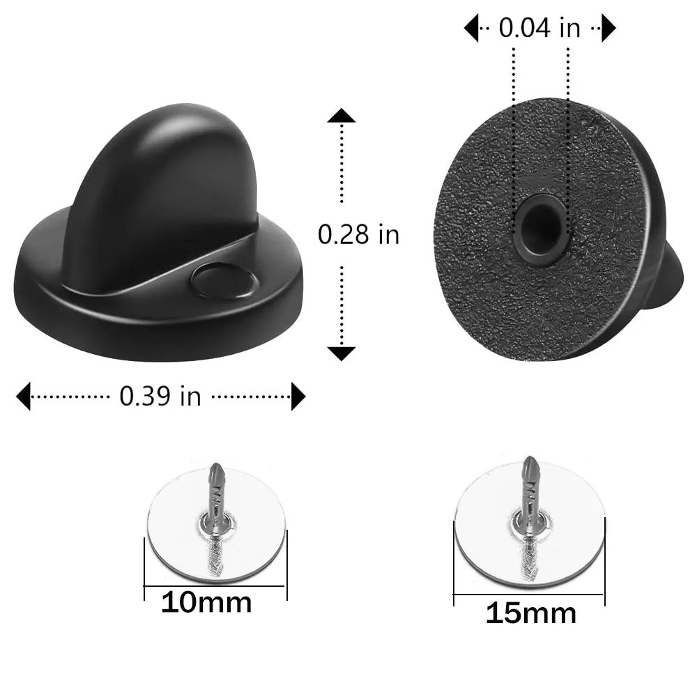 50pcs Black PVC Rubber Pin Backs Butterfly Clutch Tie Tack Lapel Holder Clasp Pin Cap Keepers for Uniform Badges Replacements