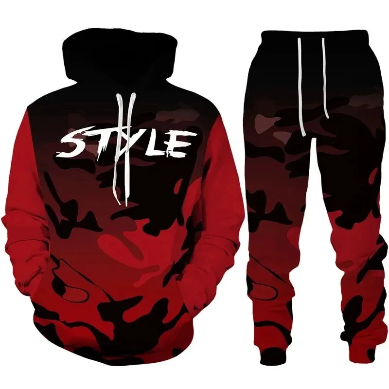 2026 novo camuflagem com capuz calça terno 3d impresso casual das mulheres dos homens de alta qualidade roupas de treino moda masculina 2 pçs conjuntos