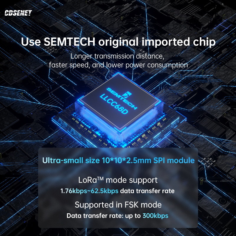 433 MHz 470 MHz Lora LLCC68 Funkmodul 22 dBm 5,5 km CDSENT E220-400MM22S Low Power Kleinere Größe Stempellöcher Antenne SPI