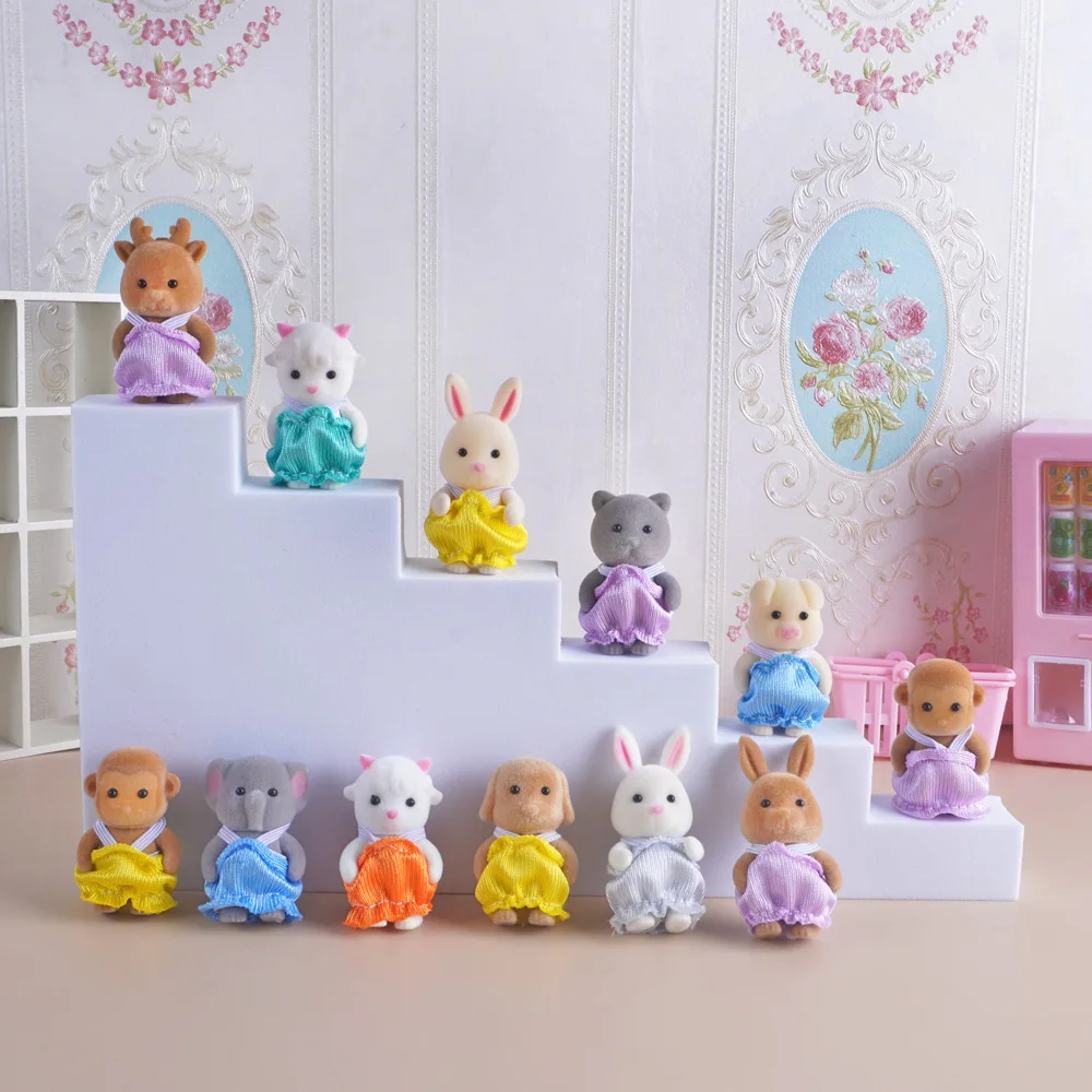 ドールハウスバニーベビーフィギュア 1:12 象羊リス家族人形グッズままごとアクセサリー人形動物モデルのおもちゃ