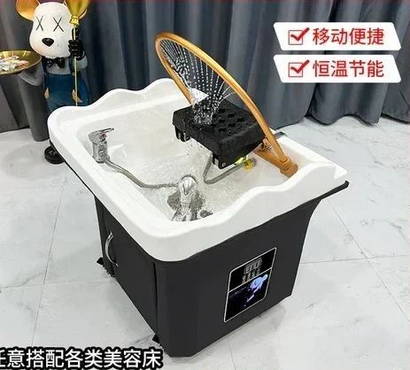 Beauty Salon Massage Couch Movable Head Therapy Machine Water Circulation Fumigation Head Recuperation Hair Shampoo Basin