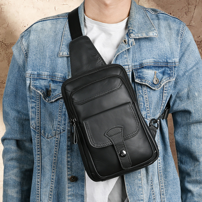 Mode Luxus Multifunktions-Brusttasche für Männer große Kapazität Echt leder männliche Schulter Umhängetasche Outdoor Tactial Bagpack Bolsa