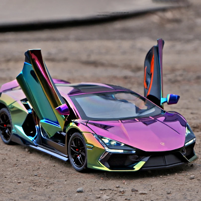 1:24 Lamborghini Revuelto гальваническая модель автомобиля из сплава, игрушечный автомобиль, литье под давлением металла, звуковой и световой автомобиль, игрушки для детей, автомобиль