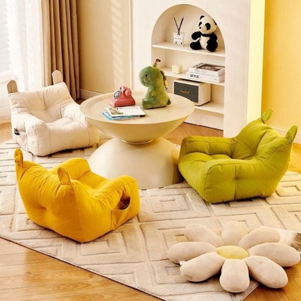 Cadeira de sofá pequena macia com bolsa de armazenamento confortável sala de estar sofá preguiçoso ergonômico cadeira de sofá de urso infantil para meninos e meninas
