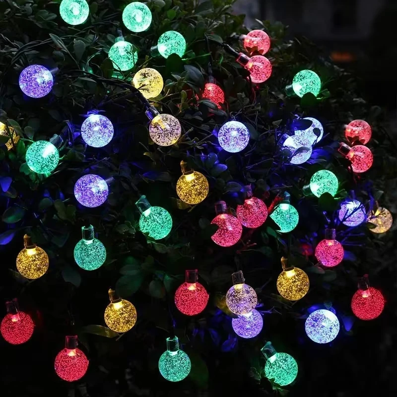 Solar Crystal Ball String Light 8 Modes LED Waterproof Garden Patio Yard Tree Fairy Light for Christmas Wedding Party Decoration