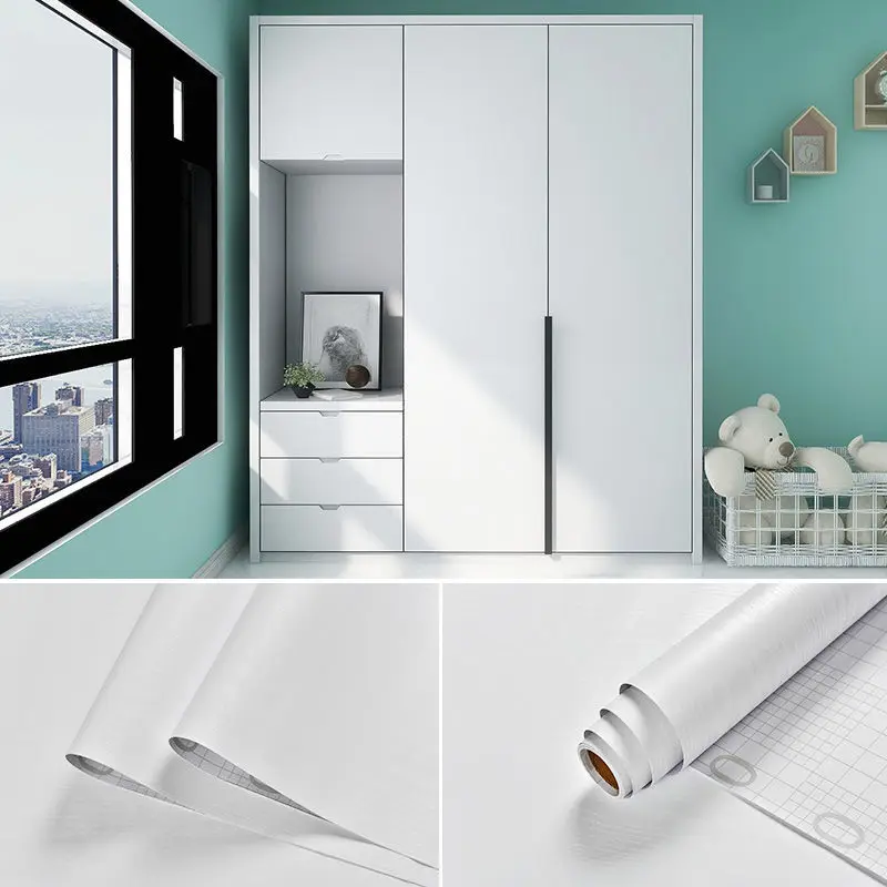 ไม้สีทึบการตกแต่งบ้านภาพยนตร์ไวนิลสติกเกอร์กันน้ำ Self-Adhesive ประตูตู้โมเดิร์นเฟอร์นิเจอร์ตกแต่งผนัง