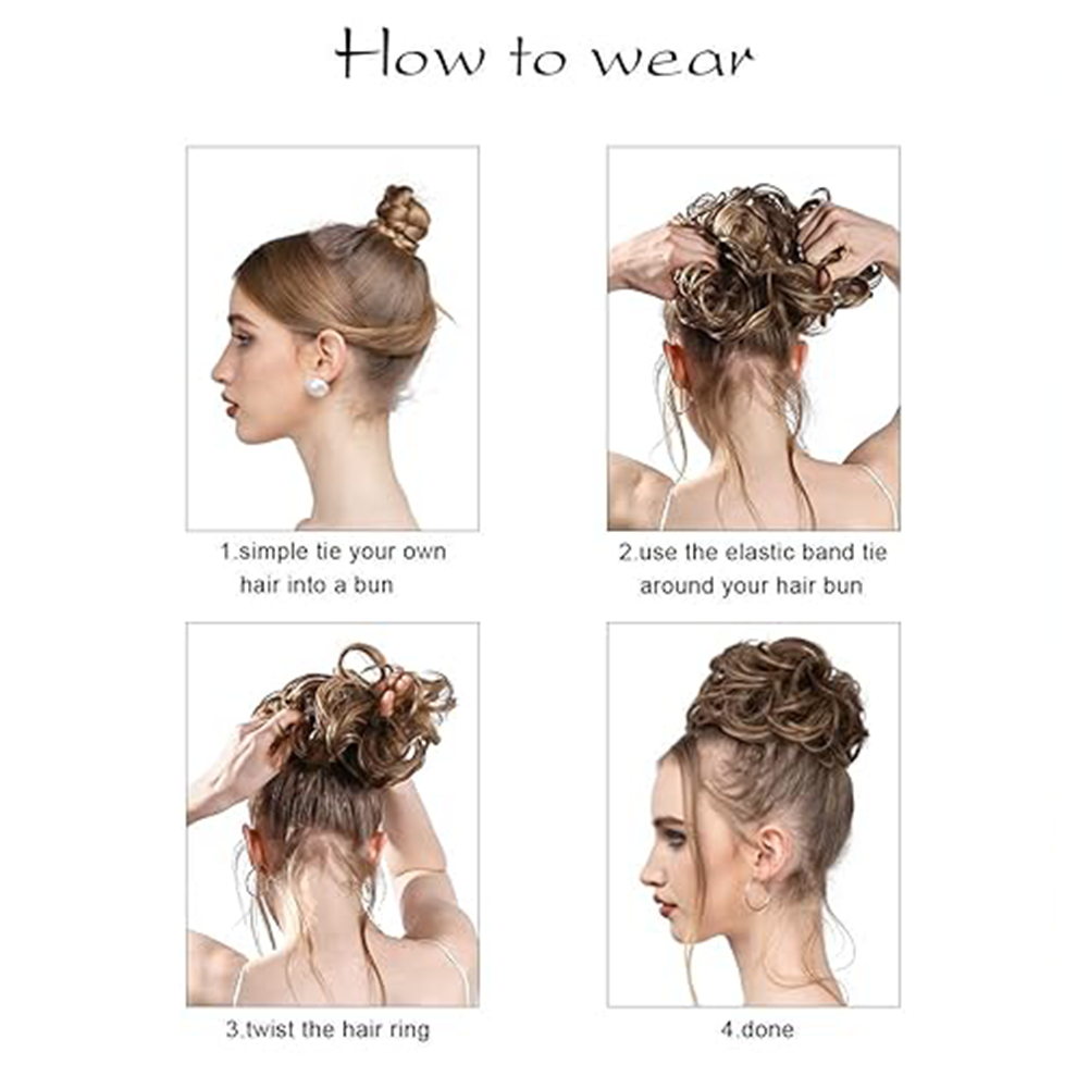 Moño desordenado para mujer, postizos ondulados y rizados, moño sintético, extensiones de cabello de cola de caballo, postizos gruesos Updo