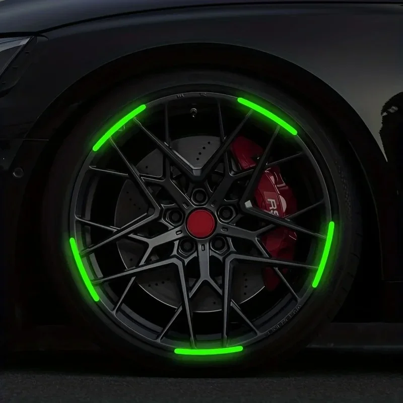 20PCS 자동차 바퀴 빛나는 스티커 반사 스티커 빛나는 형광 컬러 휠 장식 오토바이 밤 스티커