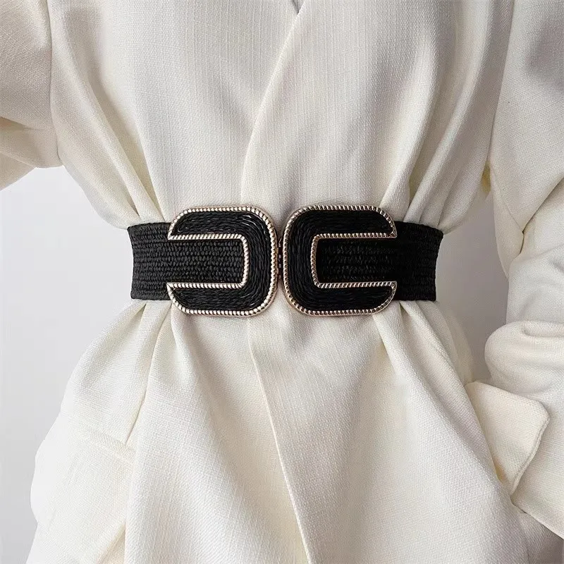 Women's Fashion Elastic Knitted Corset Female Cummerbund Coat Waistband Dress Decration Wide Belt  J234