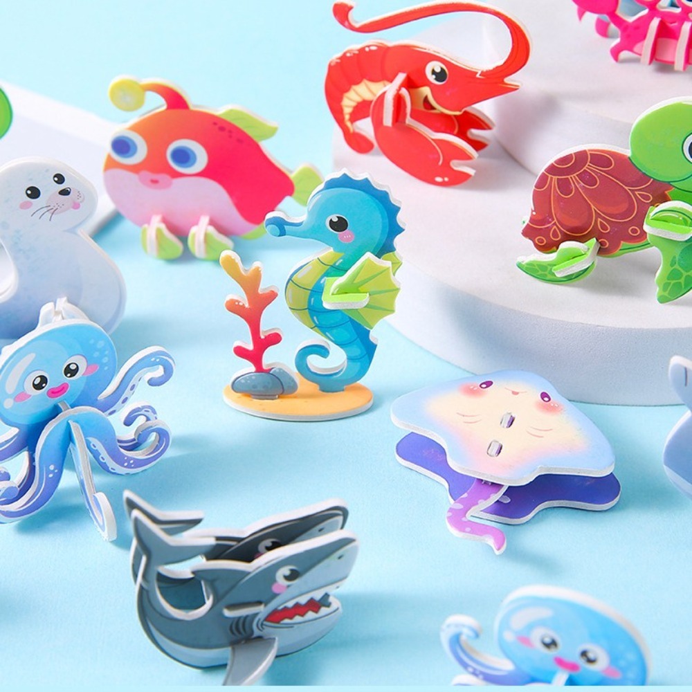 子供のための漫画の昆虫の組み立てモデル,3Dミニ動物の紙のパズル,教育玩具,DIYギフト,30個