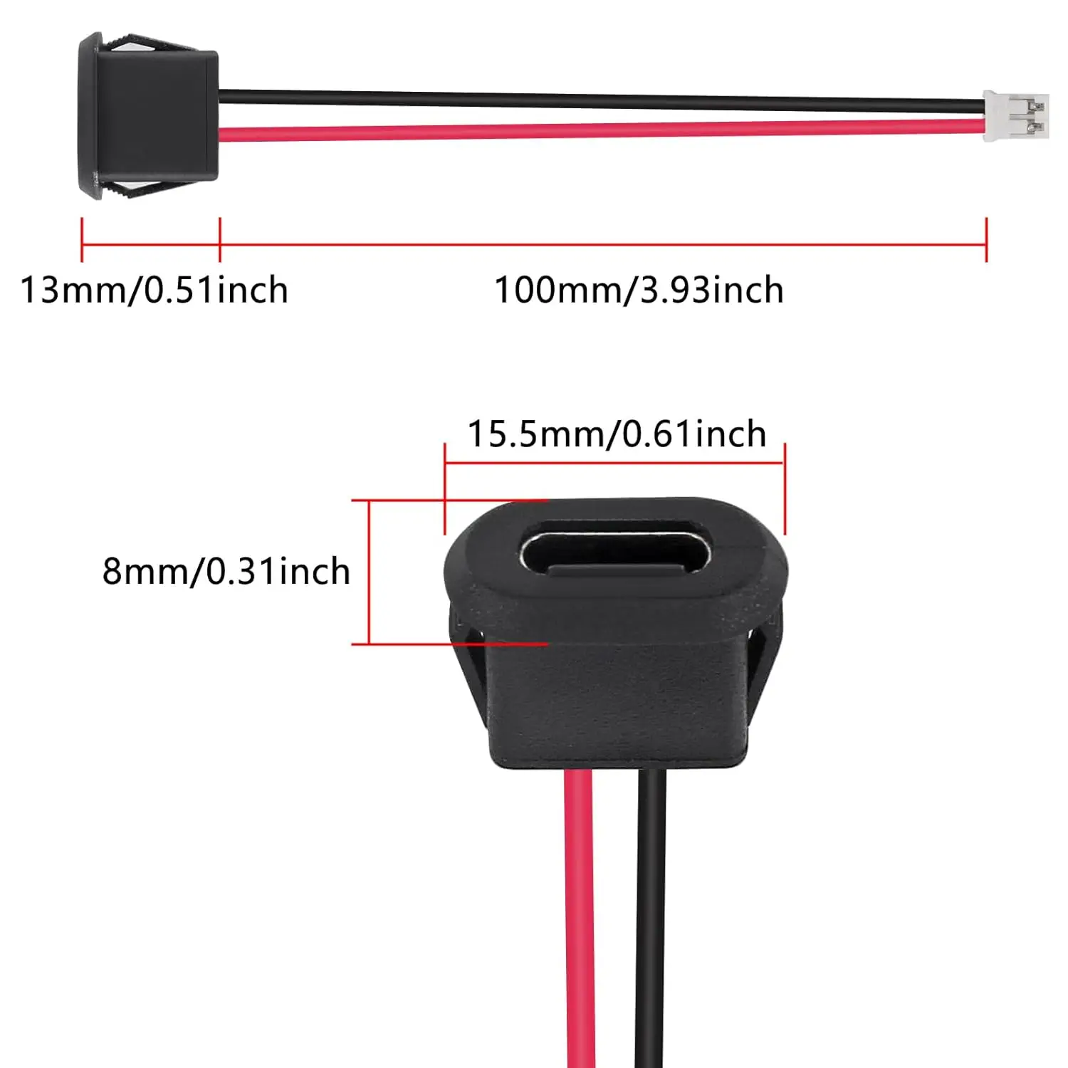10 pz Tipo-C Telaio Femmina 2 Pin Tipo-C Presa Femmina Connettore Impermeabile Martinetti Femmina Porta di Ricarica con Fibbia della Carta