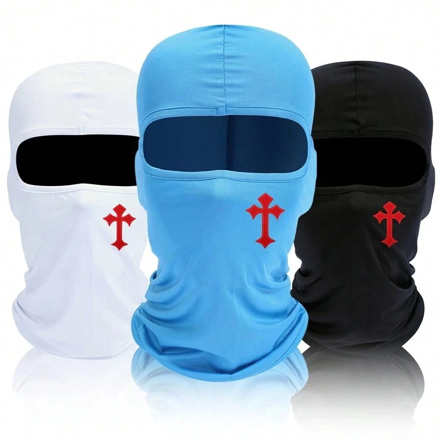 1pc cruz impressa máscara capuz para homens e mulheres equitação ao ar livre balaclava chapéu à prova de vento e protetor solar chapéu de sol