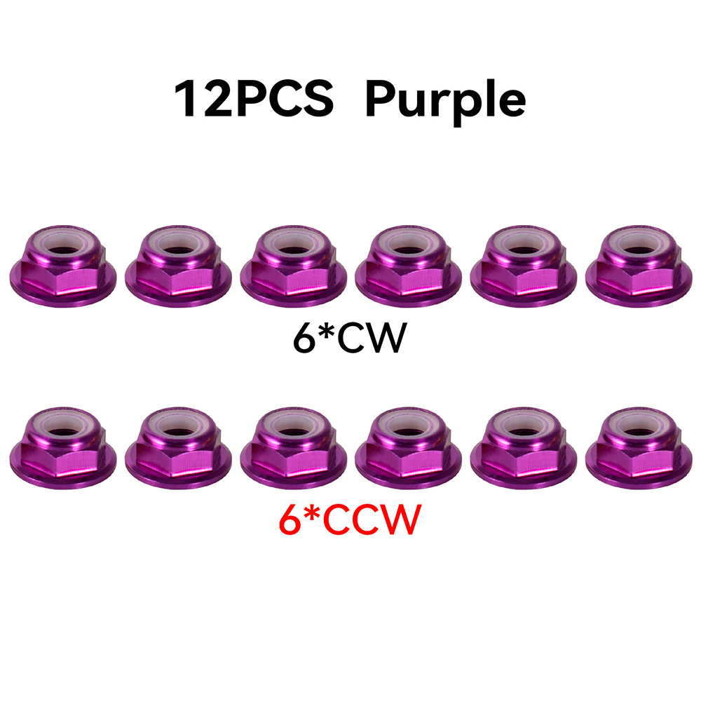 12pcs M5 มอเตอร์สกรูอลูมิเนียม CW CCW หน้าแปลนไนลอน Self-Locking Lock Nuts สําหรับ RC FPV Racing Drone