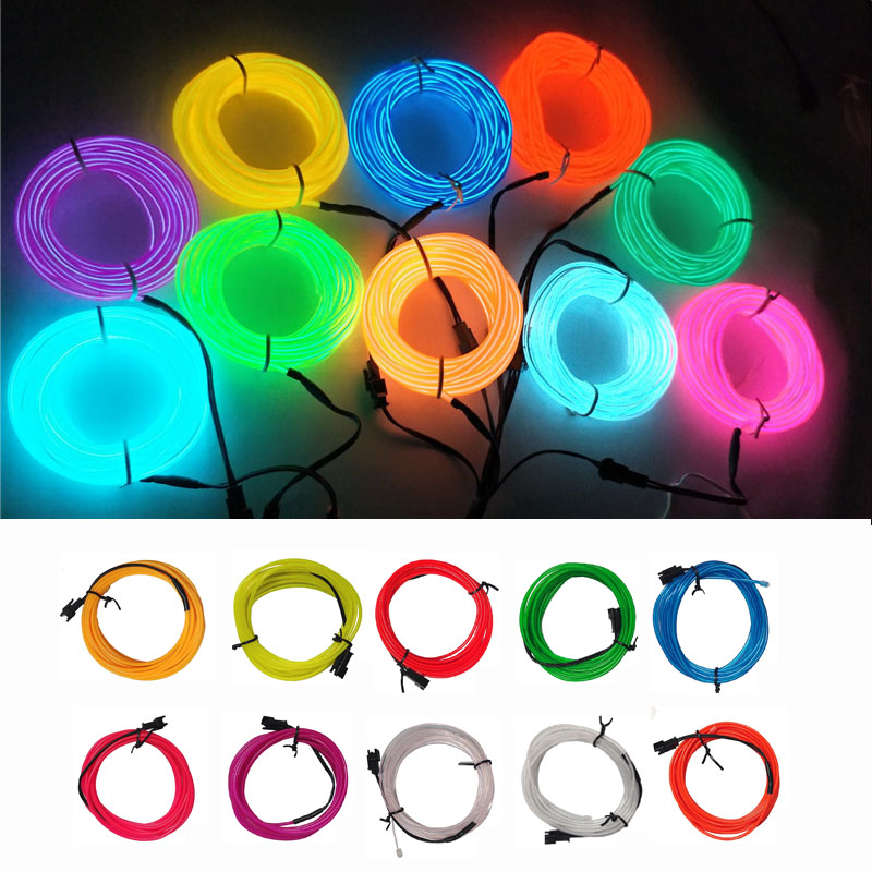 Cabo de fio el brilhante de 10m/5m/3m/1m, led neon, festa de dança de natal, trajes diy, roupas luminosas, decoração de luz de carro, bola de roupas