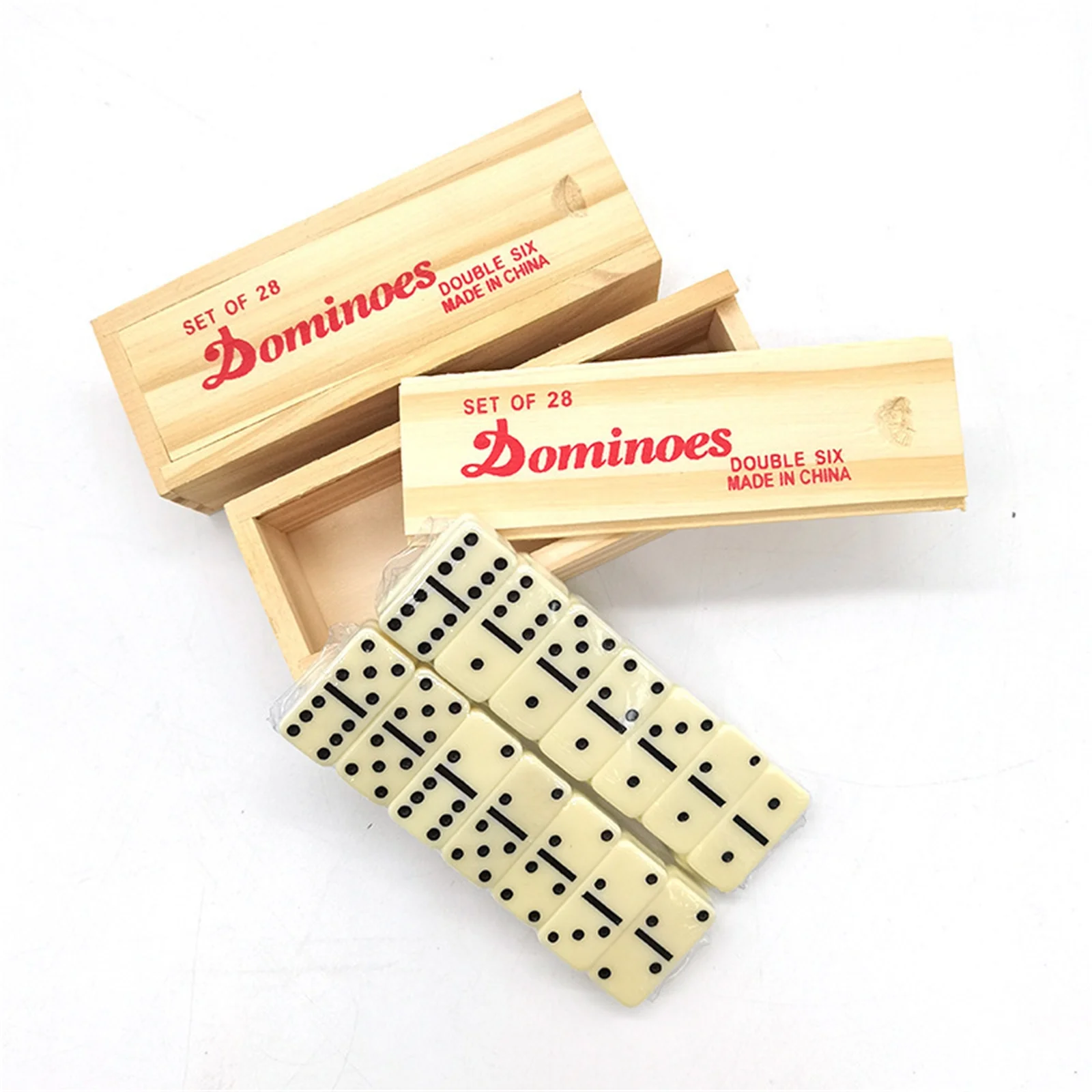 Set Permainan Domino dengan kotak kayu melamin 28 hadiah ubin Domino permainan meja profesional multifungsi untuk dekorasi Permainan Keluarga