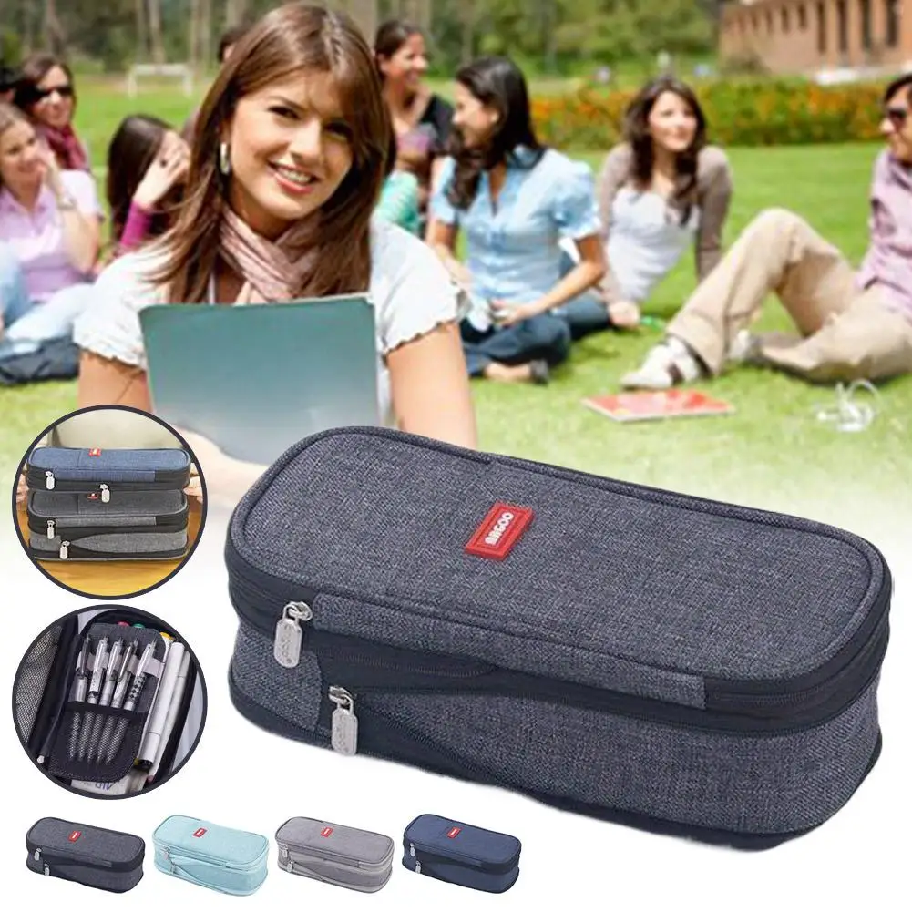 Astuccio per matite multifunzionale per cancelleria Materiale resistente allo sporco Design semplice e creativo Borsa portaoggetti con cerniera per colori alla moda