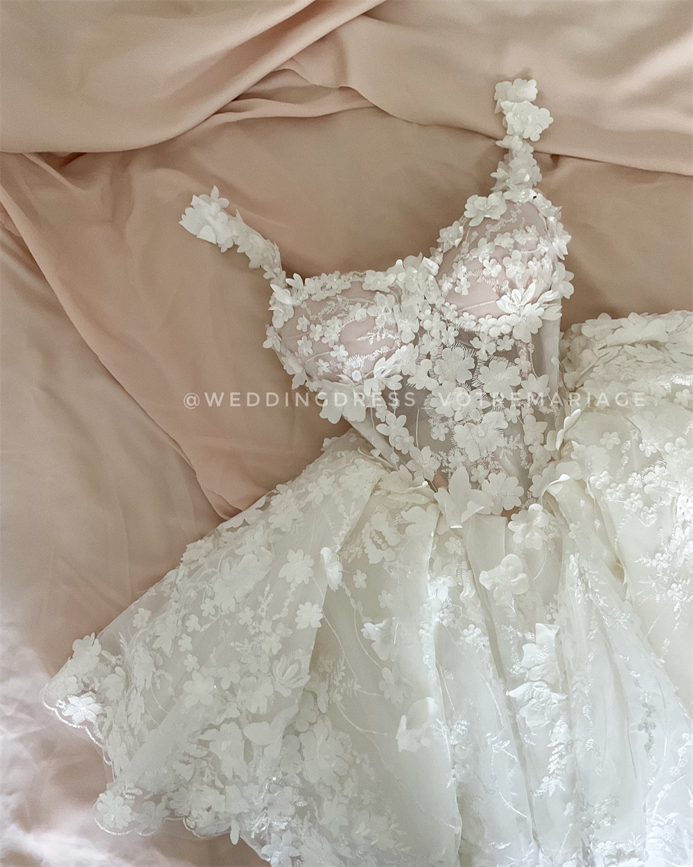 Amanda Boho-Mini robe de Rhen dentelle fleurie, robes de Rh, robe de soirée à bretelles florales, robe de mariée courte personnalisée, robe éducative de Fi.C.