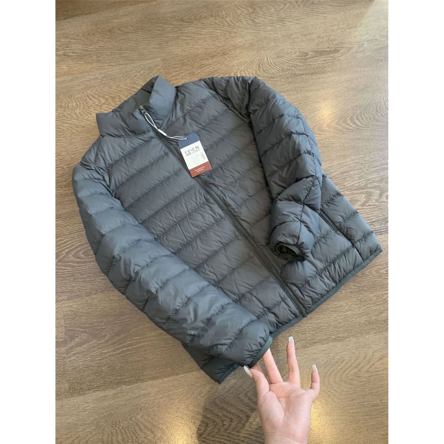 Jaqueta Masculina Ultra Leve de Aodão com Plumas, Gola Alta, Aquecimento, Sem Etiqueta, Enchimento de Aodão de Seda, Ajus...