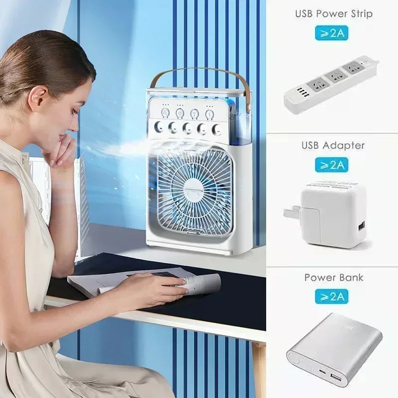 Portable Humidifier & Fan with USB Power, Adjustable Humidistat Modern Aesthetic | Adjustable Fan Speed, Humidifier for Home