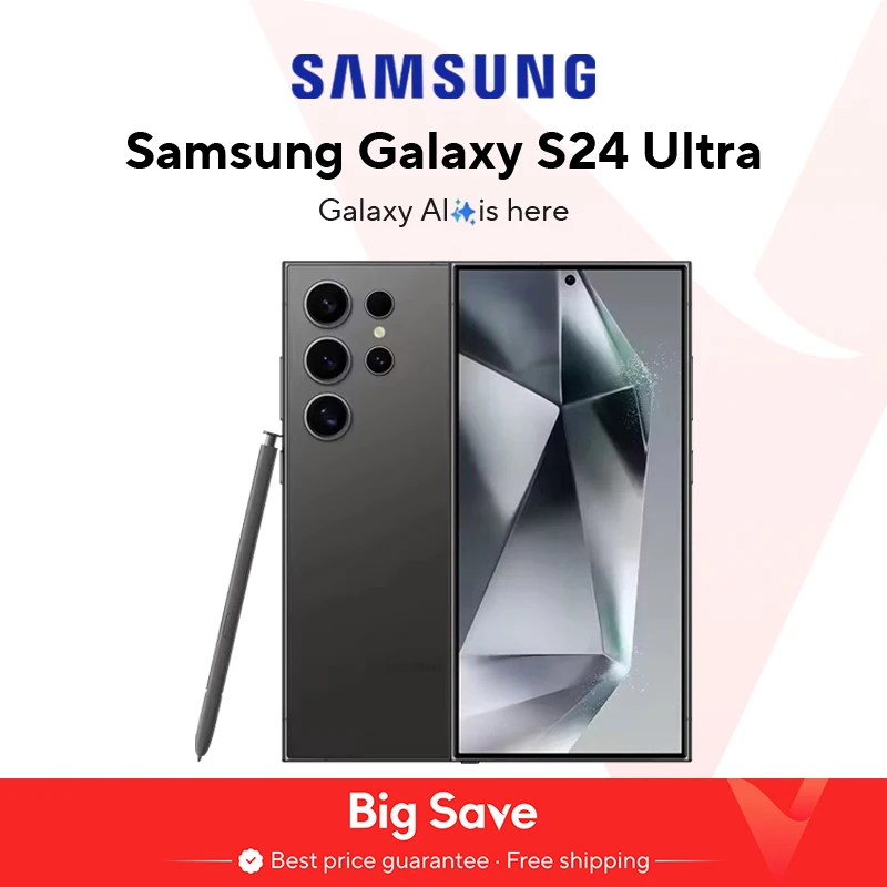 2024 Nowy smartfon Samsung Galaxy S24 Ultra AI 200 MP Szerokokątny telefon komórkowy z kamerą AI 6,8" AMOLED 120 Hz 2X Wyświetlacz 45 W 5000 mAh