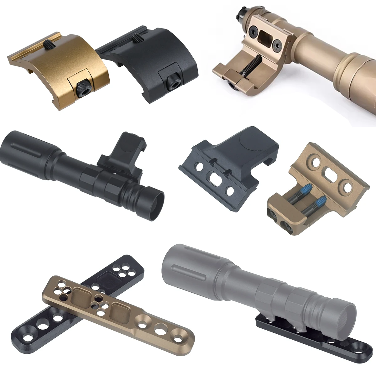 Soporte táctico ARIS serie Surefire M300 M600, montaje de explorador compensado compatible con Mlok Keymod SMR, Base de riel Airsoft M951 M620, soporte para linterna