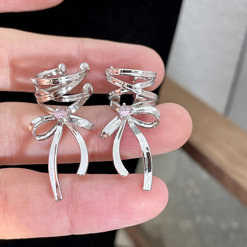 Y2K Mädchen Neue Band Ästhetik Ohr Clips Ballett Stil Band Bogen-Knoten Ohr Manschette Frauen Koreanische Mode Kpop Ohrring schmuck Geschenke