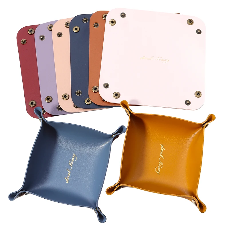 1 ชิ้น Nordic PU หนังกล่องเก็บเดสก์ท็อปถาดเครื่องประดับเครื่องสําอางค์ Key Stuff ตะกร้าเก็บพับตาราง Organizer Case