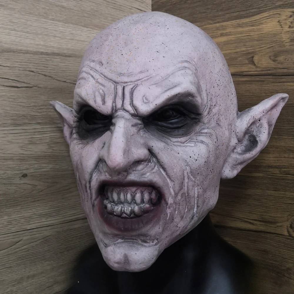 Nosferatu Grey Vampire Latex Scary Halloween Mask Terror Ghost Devil Mask Dance Party Scary Biochemical Alien Zombie Caps Mask