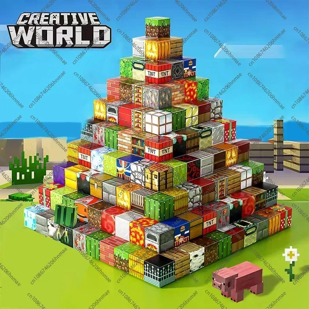 Magnetic Building Blocks Mine World Magnet Cube Set for Boy Girl Kid Age 3+ DIY Model Children Stem STEM Sensory Toy Gift