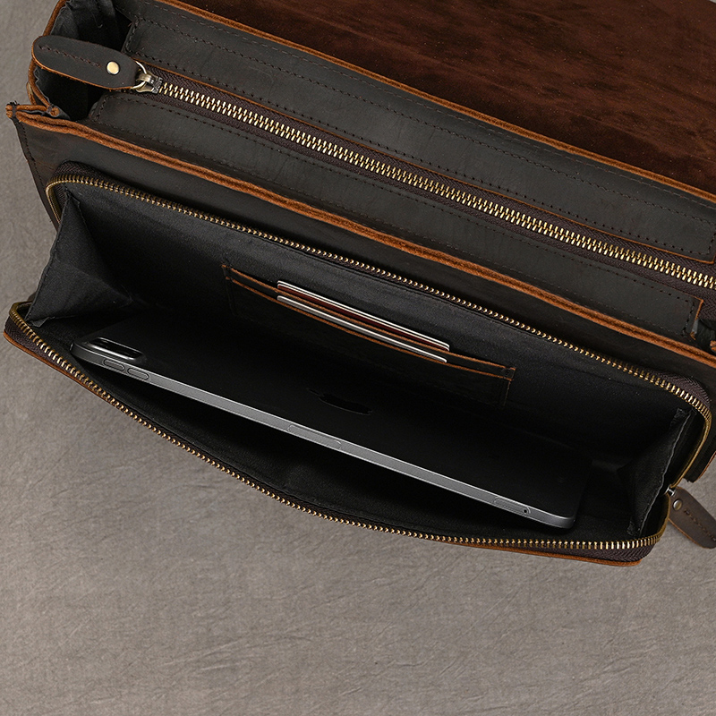 Maletín Luufan de cuero genuino para hombre, bolso de mano para ordenador portátil de 14 ", bolsos de negocios, bolso de trabajo diario, bolsos de ordenador de cuero de vaca para hombre