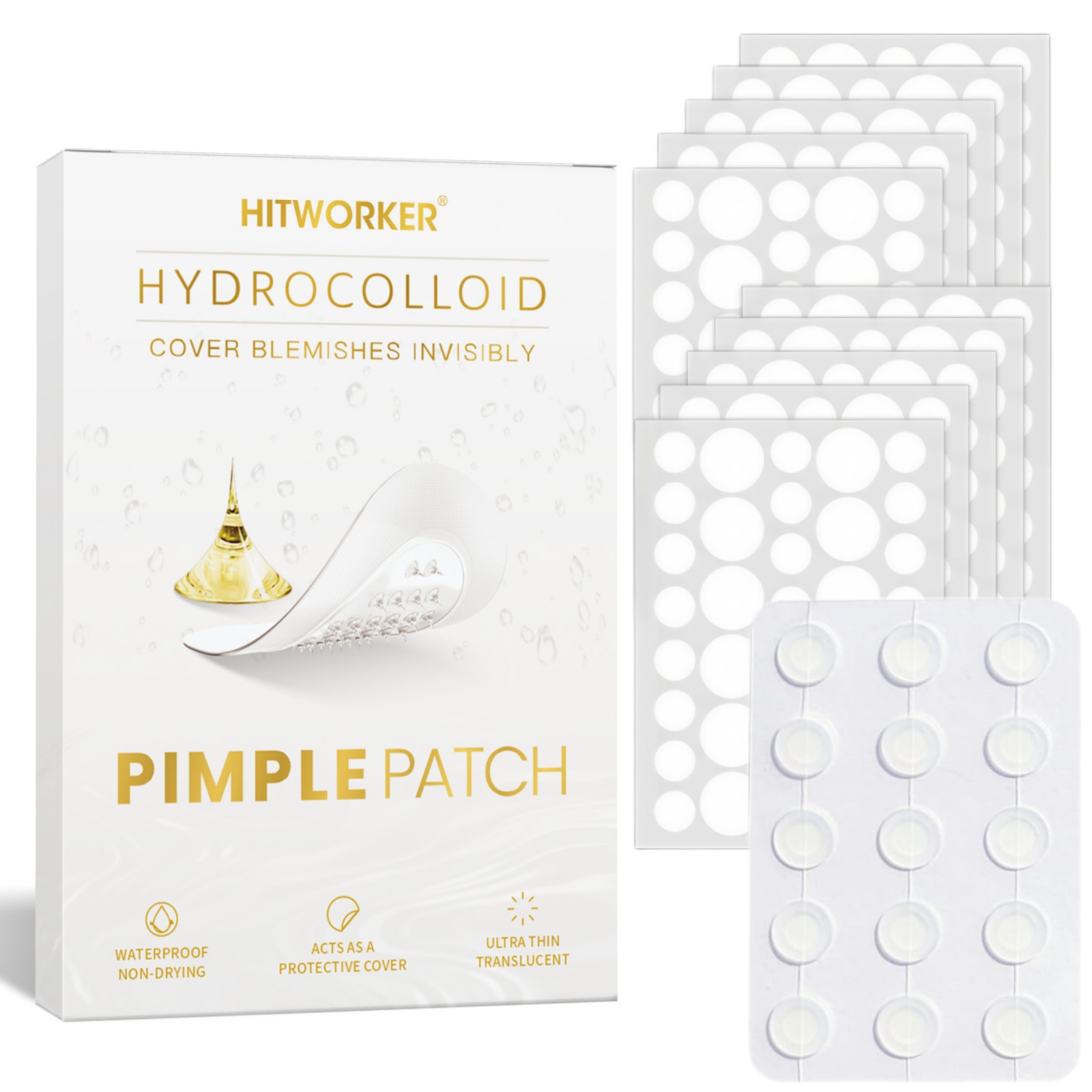 375 parches hidrocoloides para el acné: cubiertas invisibles impermeables para todo tipo de piel, cuidado de imperfecciones diurnos y nocturnos