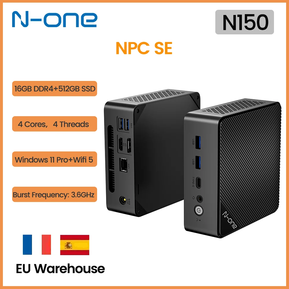 N-one Intel Twin Lake N150 Mini PC SE 16GB DDR4 512GB SSD Windows 11 Pro Micro Computer desktop WiFi 5,Bluetooth 4.2 per la casa