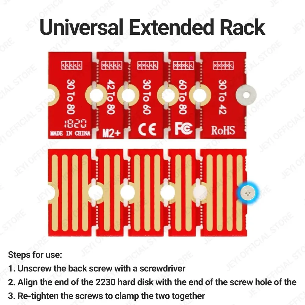 JEYI M.2 NGFF NVME SSD Extension Bracket Transfer 2230 2242 2260 2280 Length Extend Adapter Bracket Card Plate Change Long Size