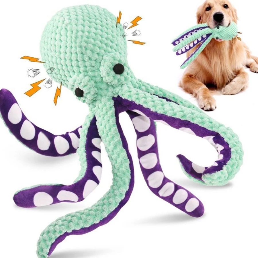 Perro mascota peluche pulpo juguete interactivo sonido anti-demolición hogar perro grande y pequeño aburrimiento compañero juguete