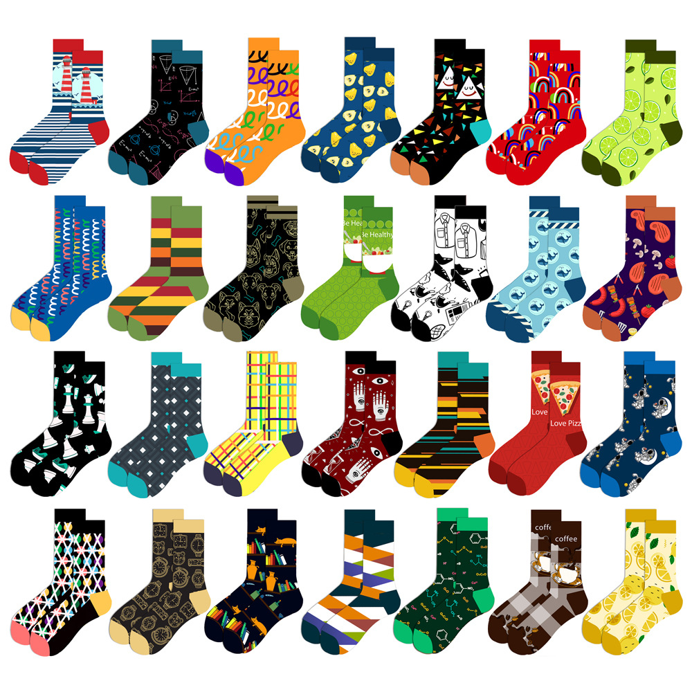 Streetwear Große Sieze Lustige Socken Männer mit Cartoon Tiere und Obst Hip Hop männer Socken Baumwolle Geschenke für Männer 2601