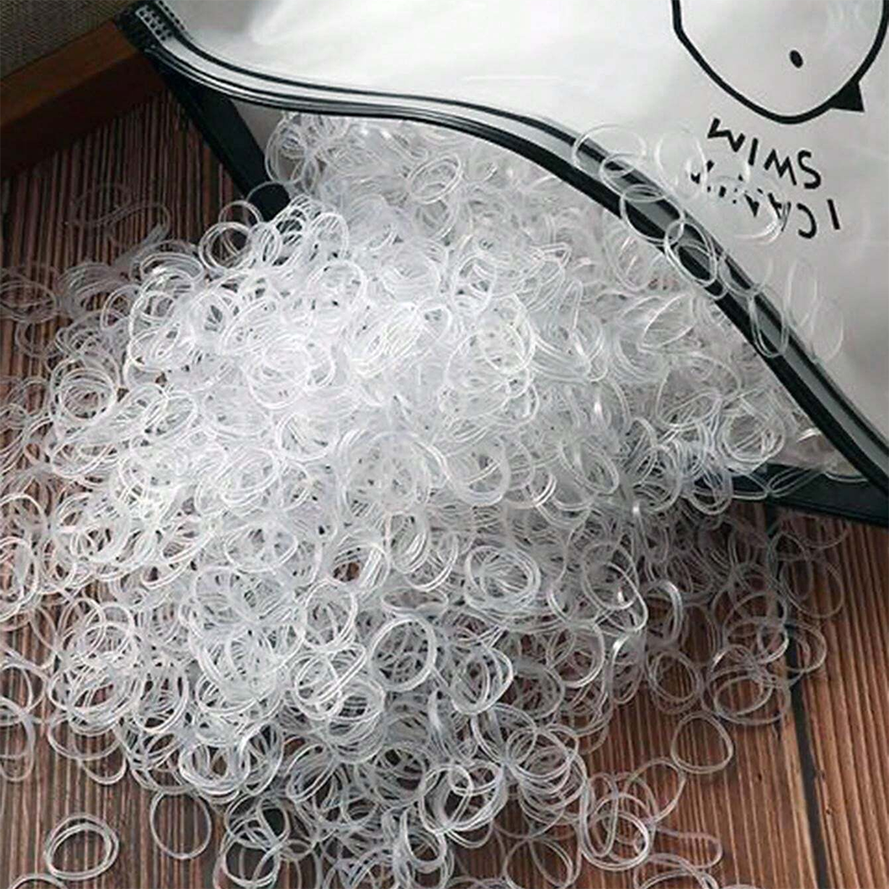 1000 Stück/Packung, farbiges Einweg-Gummiband für Kinder, schwarz, transparent, hohe Elastizität, schadet dem Haar nicht, Haarschmuck, Stirnband