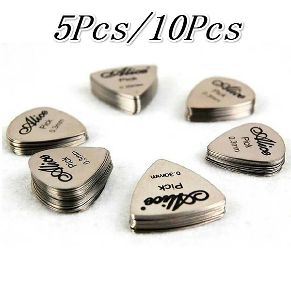 5 Cái/10 Cái Kim Loại Đàn Guitar Chọn Mỏng 0.3Mm Bền Màu Bạc Chuyên Nghiệp Bass Đàn Guitar Ukelele Phím