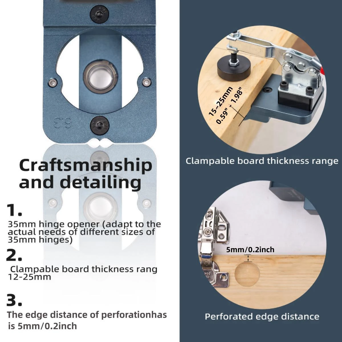Woodworking Upgrade 35mm Concealed Hinge Jig Kit Hinge Boring Jig Drilling Guide Locator for Face Frame Cabinet Cupboard Tools