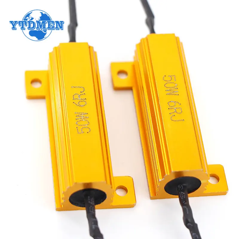Resistencia de carga de 2 uds para LED 50W 6 ohm 25W 8 ohm resistencia bobinada resistencias de potencia de carcasa de aluminio, para lámpara de señal de giro de coche