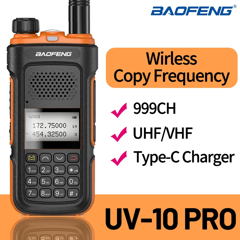 Baofeng UV-10R Pro Walkie Talkie Typ-C Ändern Drahtlose Kopierfrequenz U/VHF 999CH Dual Band Für Camping Jagd wandern
