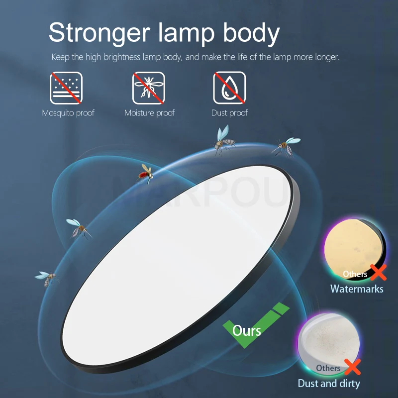 MARPOU โคมไฟเพดานอัจฉริยะ โคมไฟ LED สําหรับห้องนอน โคมไฟเพดานขนาดใหญ่ ไฟ LED พร้อมรีโมทคอนโทรล ไฟ LED หรี่แสงได้สําหรับห้อง